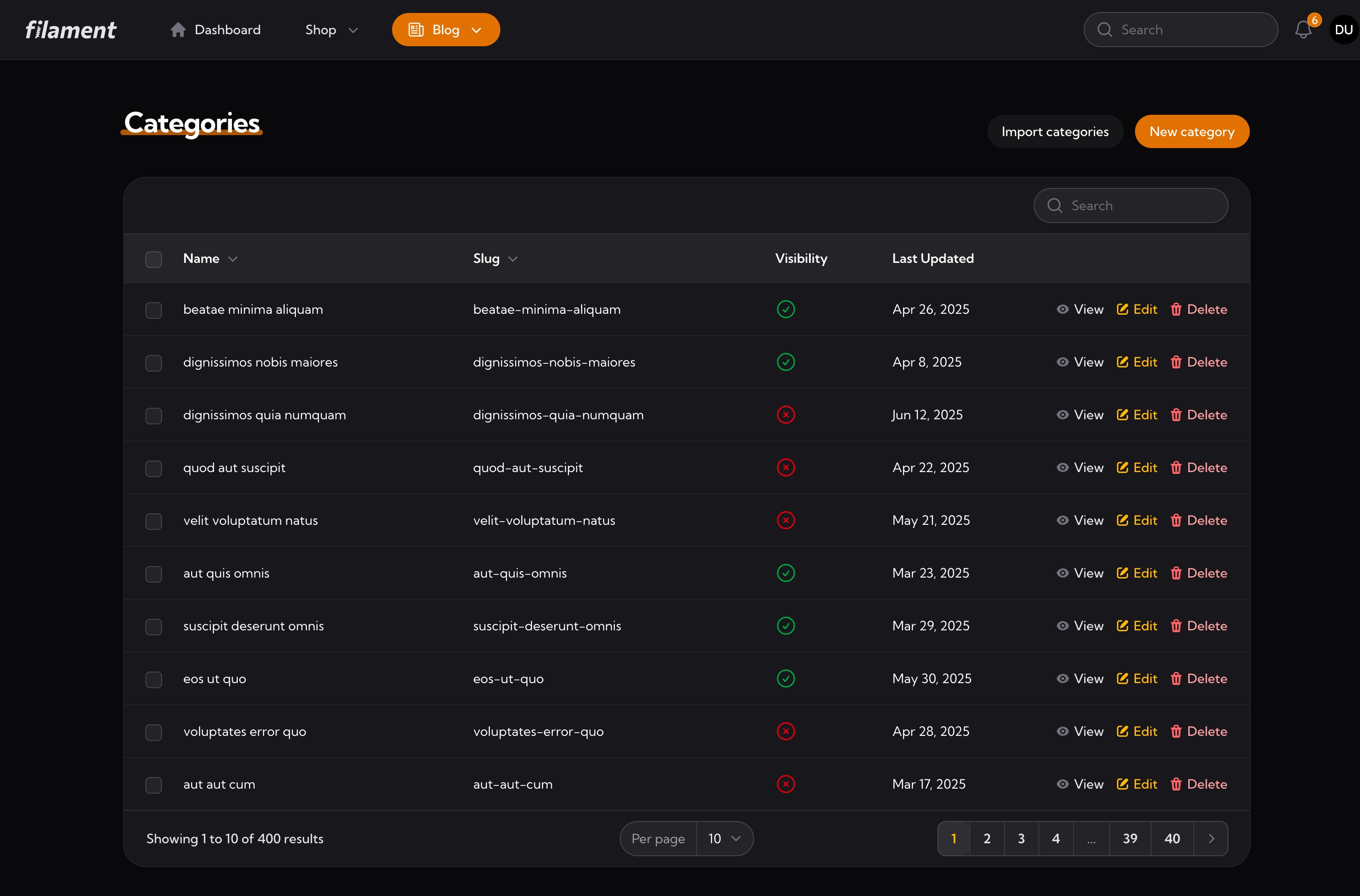 Categories Dark