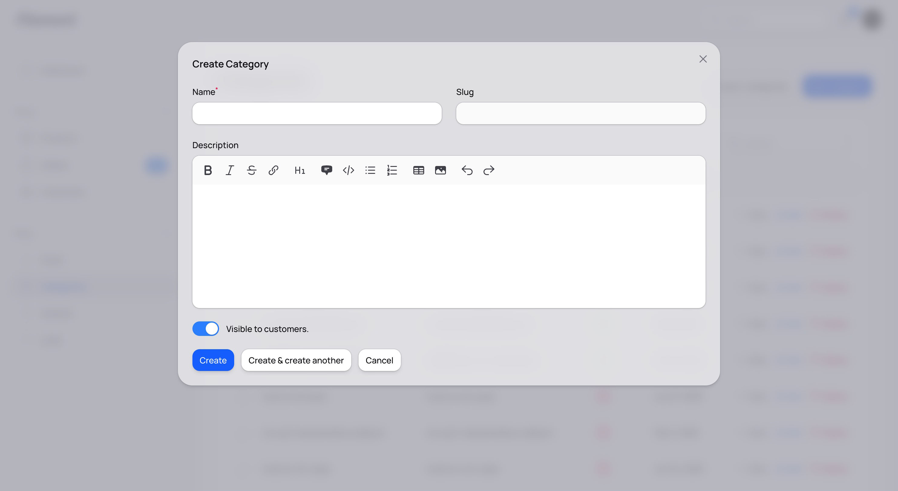 Create Category Modal - Light Mode